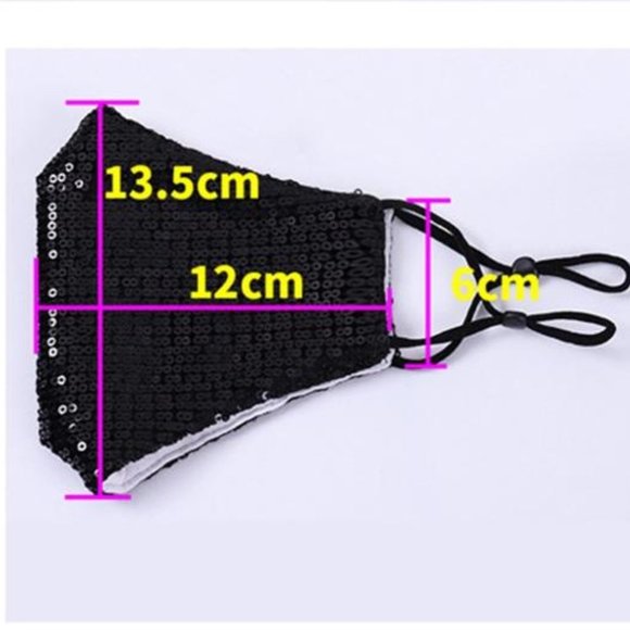 NEW Gold Sequins Face Mask Unisex Fashion Glittery - Picture 3 of 5